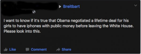 display device - Breitbart I want to know if it's true that Obama negotiated a lifetime deal for his girls to have iphones with public money before leaving the White House. Please look into this. de Comment