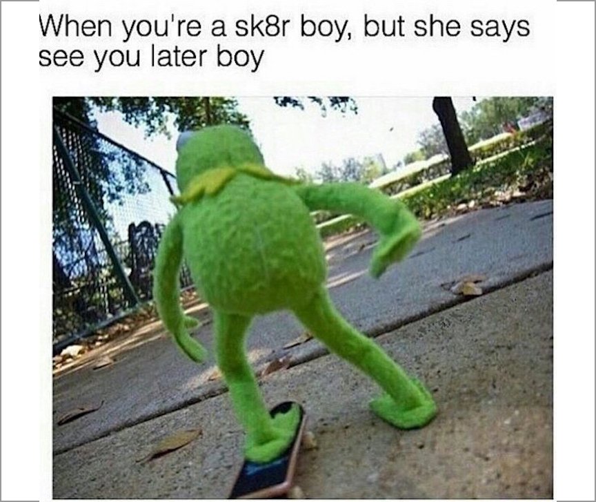 memes - skater memes - When you're a skr boy, but she says see you later boy