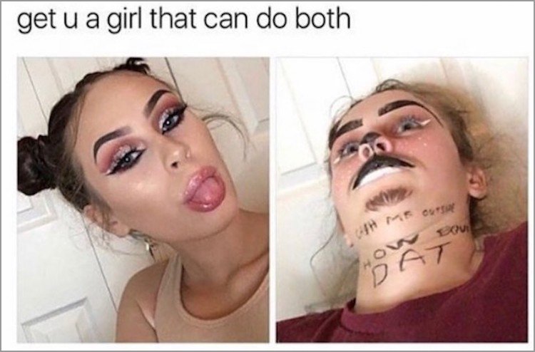 memes - dankest eyebrow memes - get u a girl that can do both Mo Hat