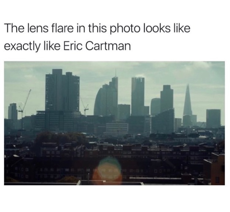 memes - lens flare looks like cartman - The lens flare in this photo looks exactly Eric Cartman