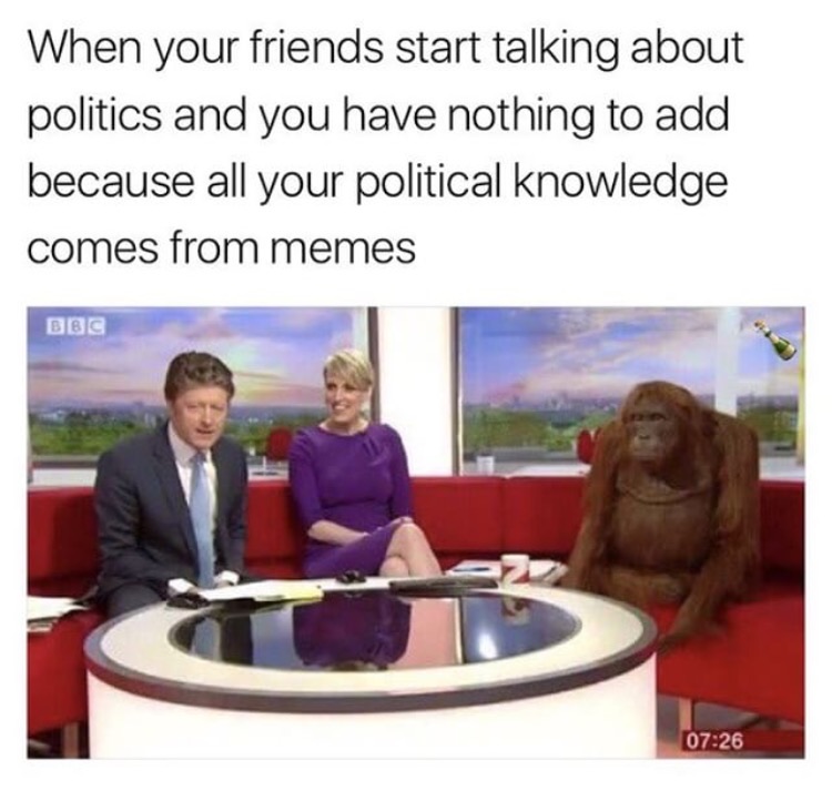 memes - weed parents memes - When your friends start talking about politics and you have nothing to add because all your political knowledge comes from memes
