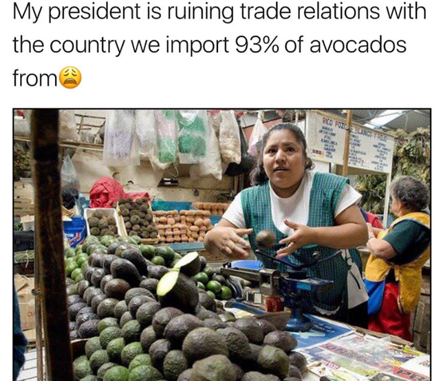 First World problem - My president is ruining trade relations with the country we import 93% of avocados from Per