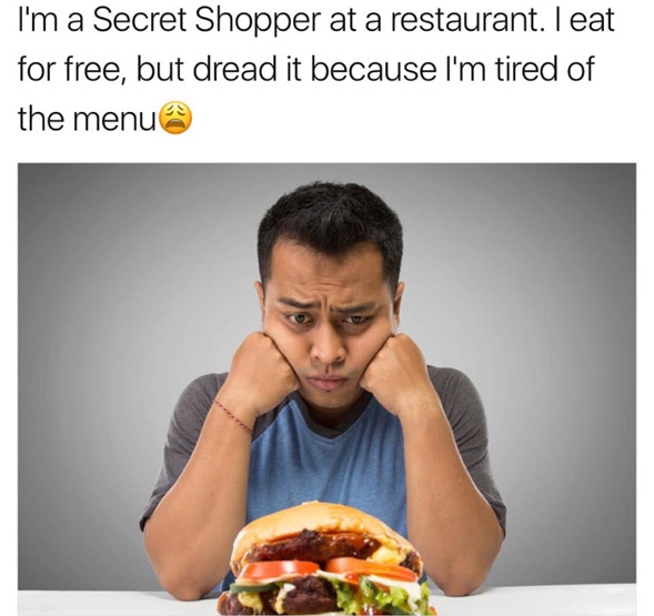 sad kid eating burger - I'm a Secret Shopper at a restaurant. I eat for free, but dread it because I'm tired of the menu