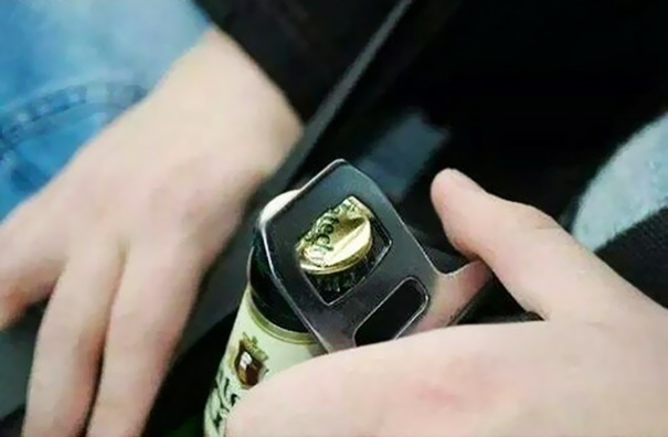 Use the metal part of your seat belt to open beers while driving.