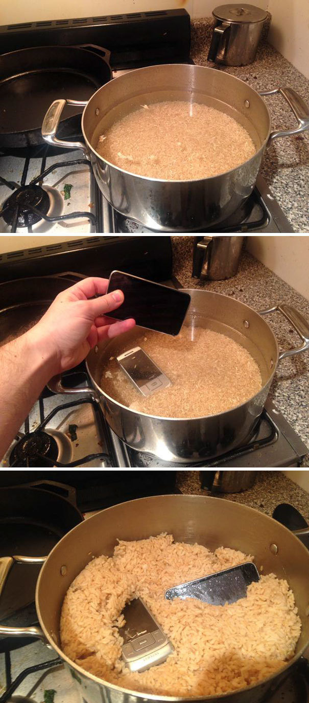 Use your phones when you put too much water in your rice.