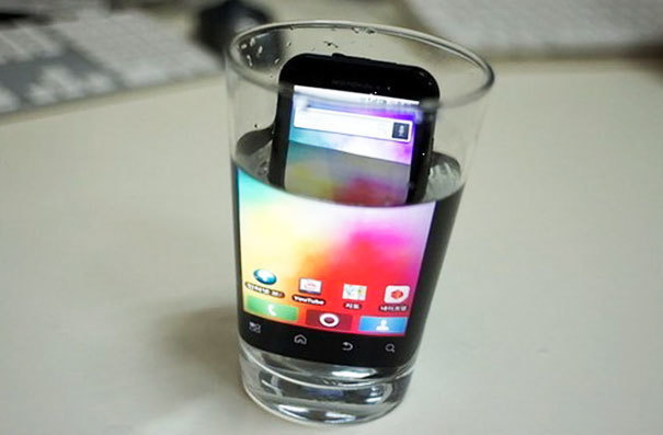 Magnify your phone's screen by putting it in a glass of water.