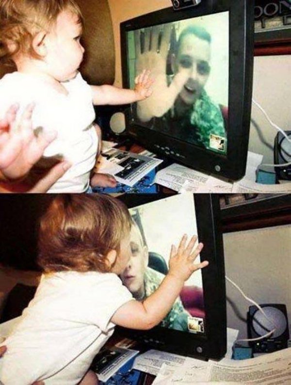 heartwarming military skyping baby