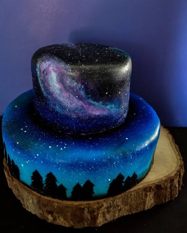 galaxy themed cake