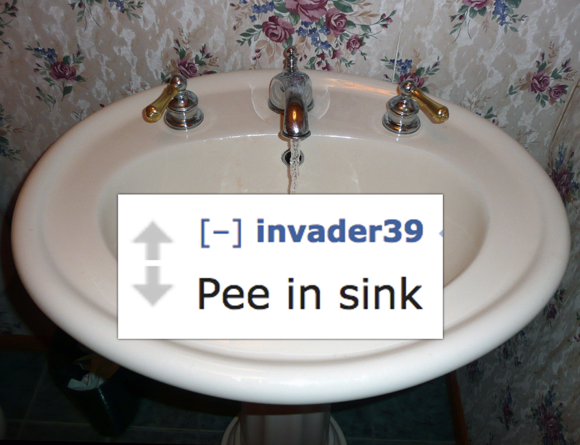 bathroom sink - invader39 Pee in sink
