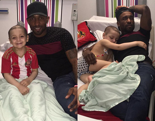 Young Sunderland fan Bradley Lowery fell asleep cuddling Jermain Defoe as the club continue to support the cancer-stricken kid.

Bradley, 5, suffers from Neuroblastoma, a rare form of cancer, and has been cared for by his favourite team on a number of occasions this season.
And on Thursday a group of Sunderland players, including Defoe, Sebastian Larsson, John O’Shea and Vito Mannone, stopped by to see him in hospital and offer him a hug.