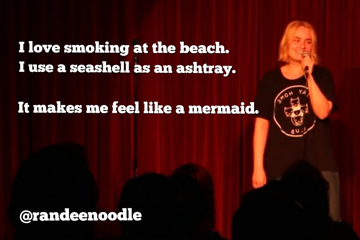 presentation - I love smoking at the beach. I use a seashell as an ashtray. It makes me feel a mermaid.