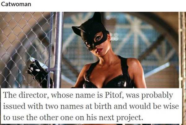 catwoman halle berry - Catwoman The director, whose name is Pitof, was probably issued with two names at birth and would be wise to use the other one on his next project.