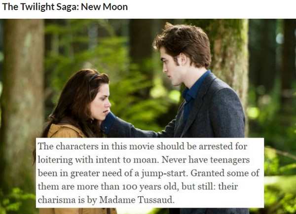 edward cullen new moon - The Twilight Saga New Moon The characters in this movie should be arrested for loitering with intent to moan. Never have teenagers been in greater need of a jumpstart. Granted some of them are more than 100 years old, but still th