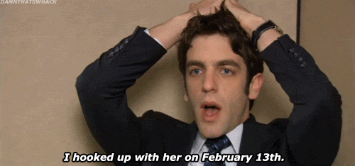 memes - valentines office gif - Damnthatswhack I hooked up with her on February 13th.
