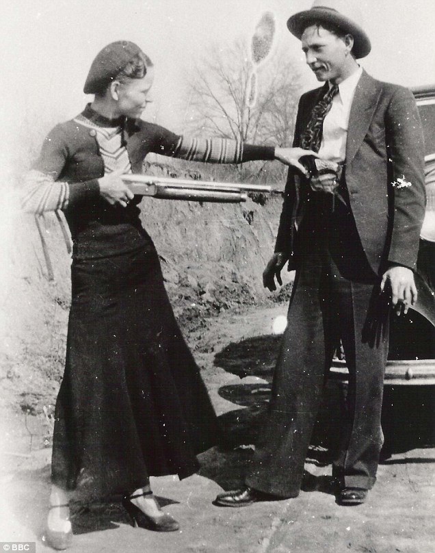 Bonnie and Clyde Parker showing off in 1933