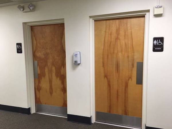 fail wood grain bathroom doors