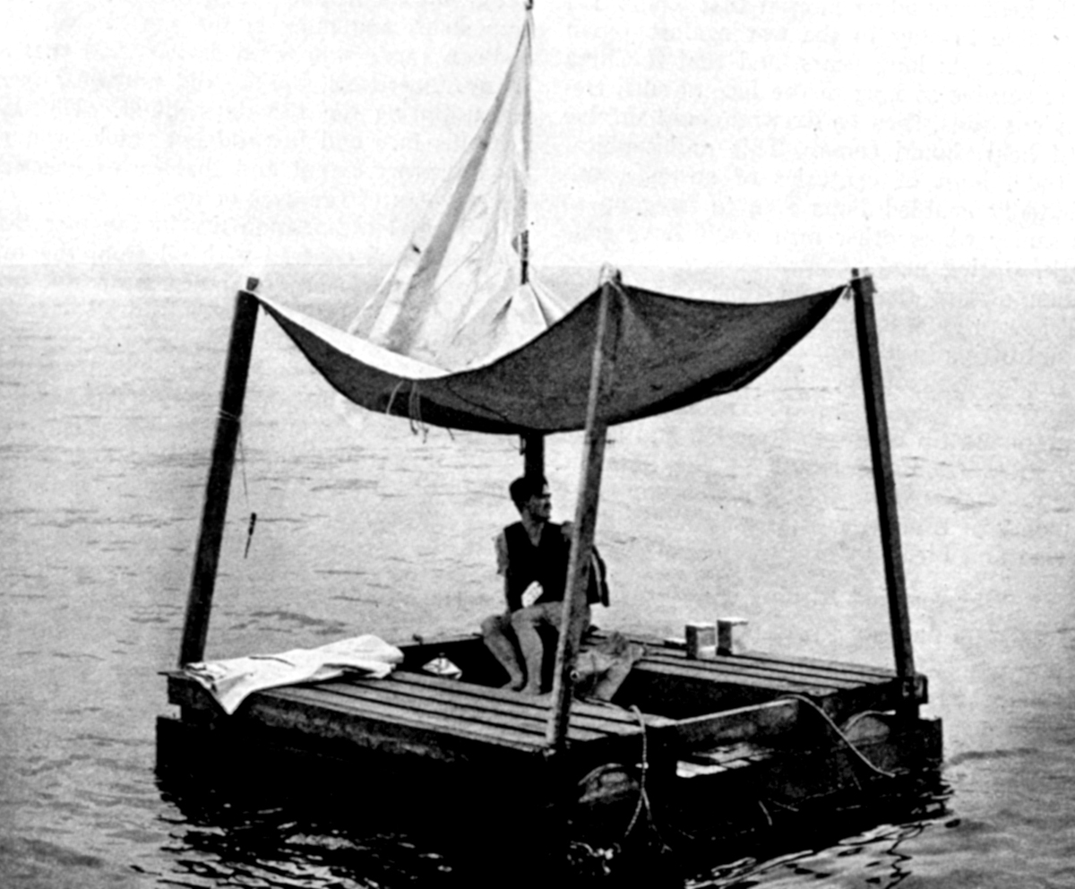 Poon Lim survived 133 days adrift in the Pacific ocean on a 8′ square wooden raft. When rescued he was told no one had ever survived longer on a raft at sea, he simply replied “I hope no one will ever have to break that record.”

After approximately two hours in the water, he found an 8′ square wooden raft and climbed into it. The raft had several tins of biscuits, a 40-litre jug of water, some chocolate, a bag of sugar lumps, some flares, two smoke pots, and a flashlight.
Poon Lim initially kept himself alive by drinking the water and eating the food on the raft, but later resorted to fishing and catching rainwater in a canvas life jacket covering. He could not swim very well and often tied a rope from the boat to his wrist, in case he fell into the ocean. He took a wire from the flashlight and made it into a fishhook, and used hemp rope as a fishing line. He also dug a nail out of the boards on the wooden raft and bent it into a hook for larger fish. When he captured a fish, he would cut it open with a knife he fashioned out of a biscuit tin and dry it on a hemp line over the raft. Once, a large storm hit and spoiled his fish and fouled his water. Poon, barely alive, caught a bird and drank its blood to survive.
When he saw sharks, he did not swim. Instead he set out to catch one. He used the remnants of the next bird he caught as bait. The first shark to pick up the taste was only a few feet long. He gulped the bait and hit the line with full force, but in preparation Poon Lim had braided the line so it would have double thickness. He also had wrapped his hands in canvas to enable him to make the catch. The shark attacked him after he brought it aboard the raft, so he used the water jug half-filled with seawater as a weapon. After subduing the shark, Poon Lim cut it open and sucked the blood from its liver. Since it hadn’t rained, he was out of water and this quenched his thirst. He sliced the fins and let them dry in the sun – a Hainan delicacy