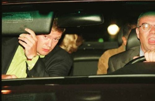 Lady Diana.
An action shot of Lady Diana in the back of a Mercedes a few minutes before the fatal crash on August 31, 1997. She was trying to avoid the paparazzi. The photo shows her in the backseat with her head turned away, sitting next to Dodi Fayed. Her bodyguard Trevor Rees-Jones on the front left, and driver Henri Paul taken minutes before the accident that took the lives of Lady Diana, Fayed, and Paul. Lady Diana was 36 years old.
