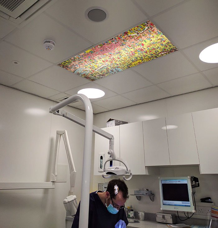 Dentist installed a “Where’s Waldo?” ceiling panel to keep patients occupied during appointments.