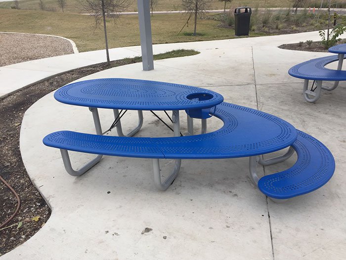 This picnic table offers seating for adults, a high chair and a kids table all in one.