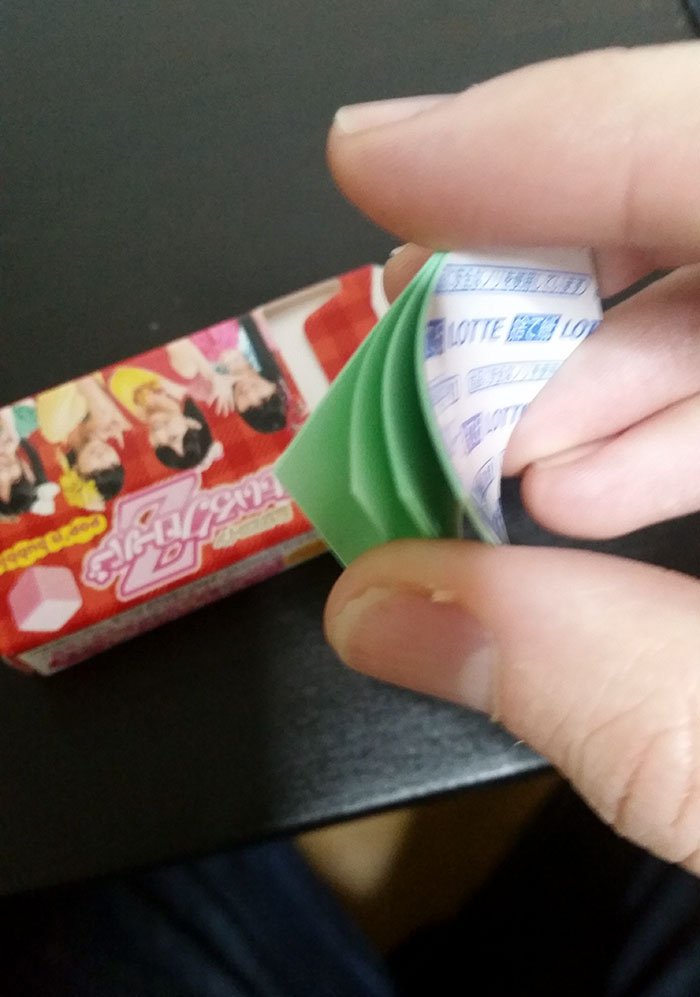 Japanese pack of gum comes with small post its to throw gum away in.