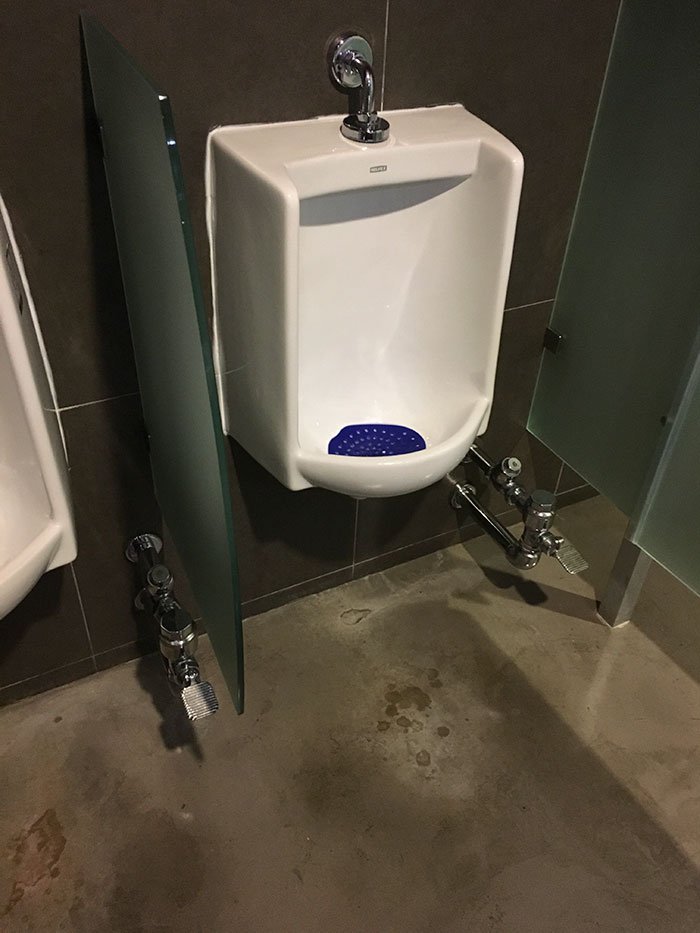 This urinal allows you to flush with your feet.