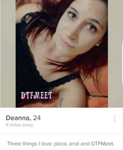 Dtfmeet Deanna, 24 6 miles away Three things I love pizza, anal and DTFMeet.