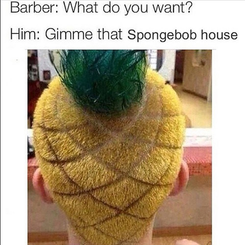 memes - do you want barber meme - Barber What do you want? Him Gimme that Spongebob house