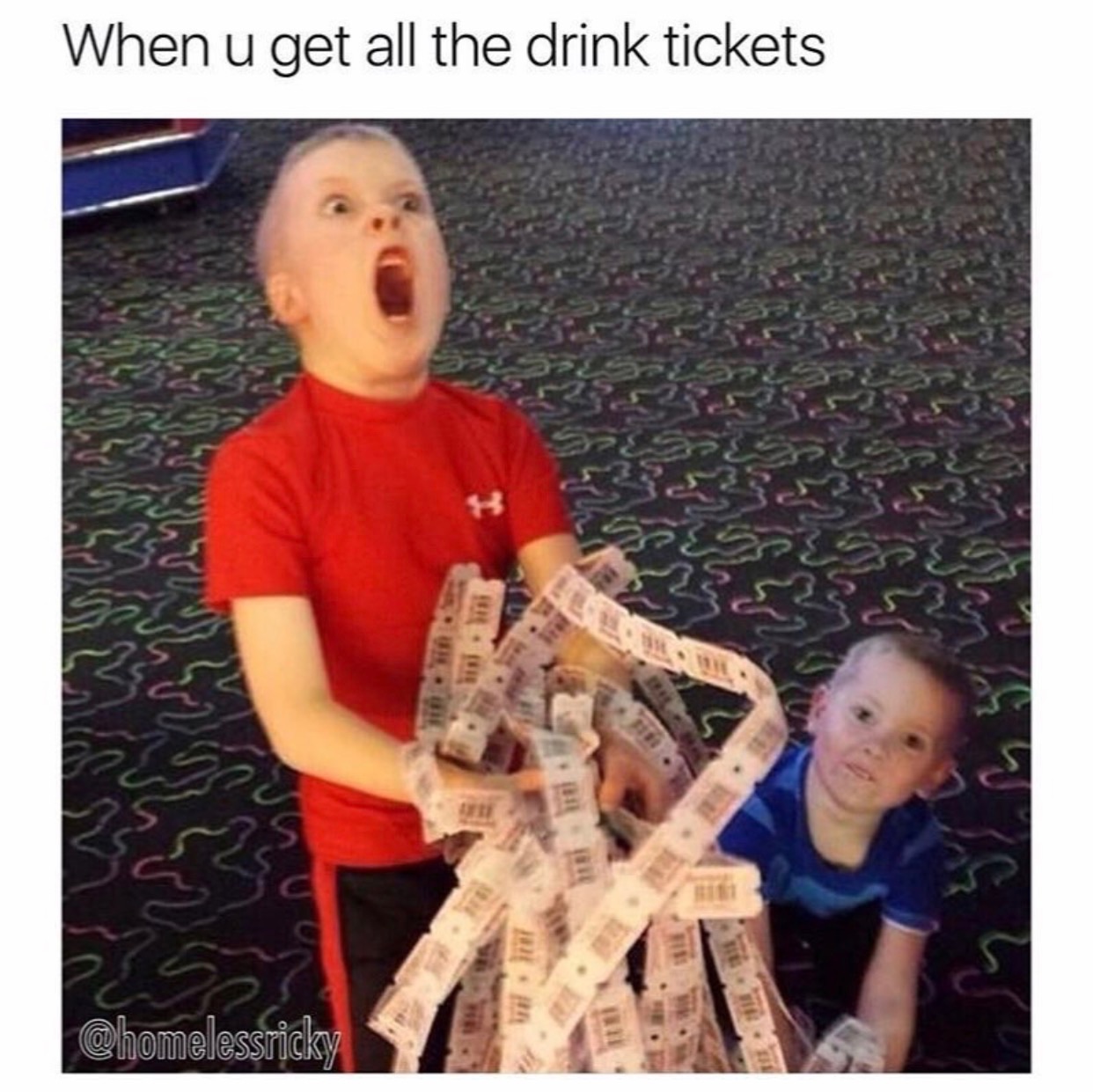 kid winning tickets - When u get all the drink tickets 11