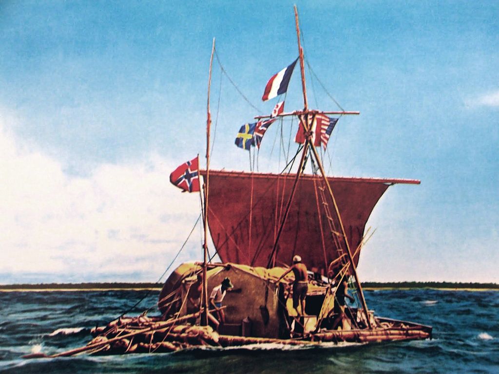 Kon-Tiki, a raft built by Norwegian explorer Thor Heyerdahl in an attempt to prove that pre-Columbian South Americans could reach Polynesia. He succeeded 1947