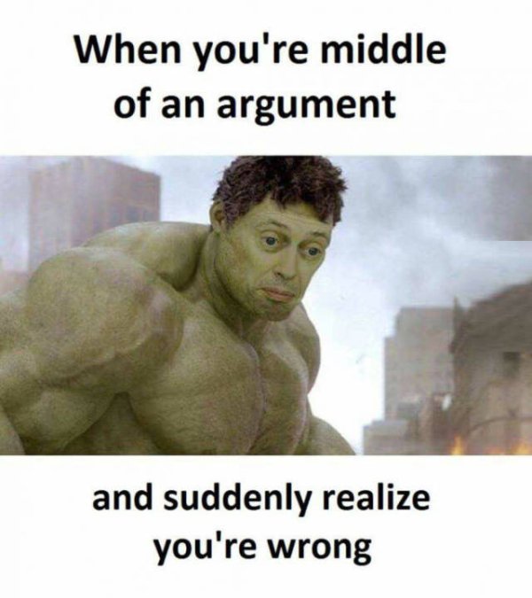 you re high af memes - When you're middle of an argument and suddenly realize you're wrong