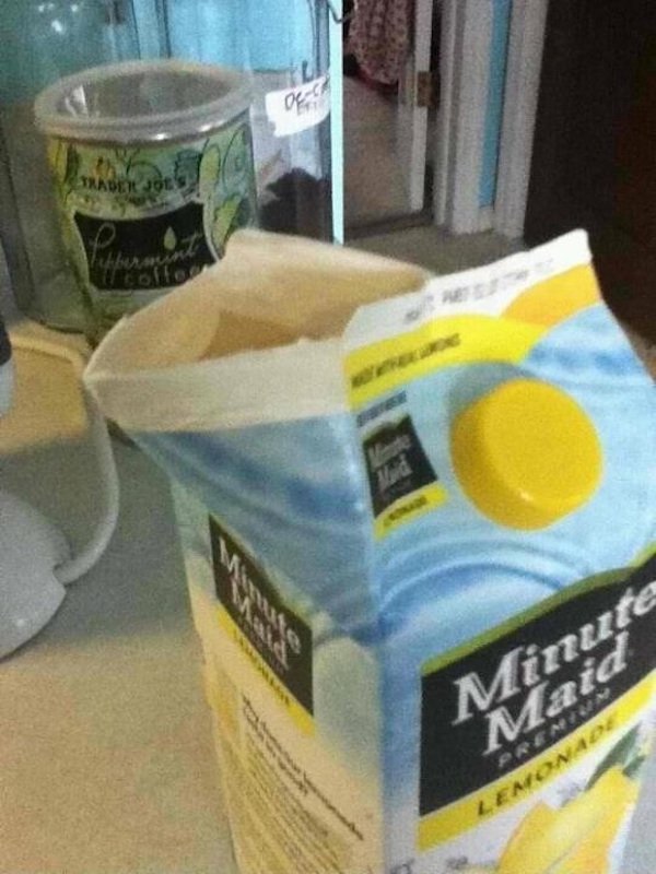 milk carton opened the wrong way