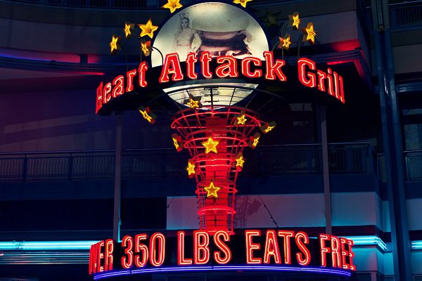 If you weight over 350 lbs, you can eat at the “Heart Attack Grill” for free.