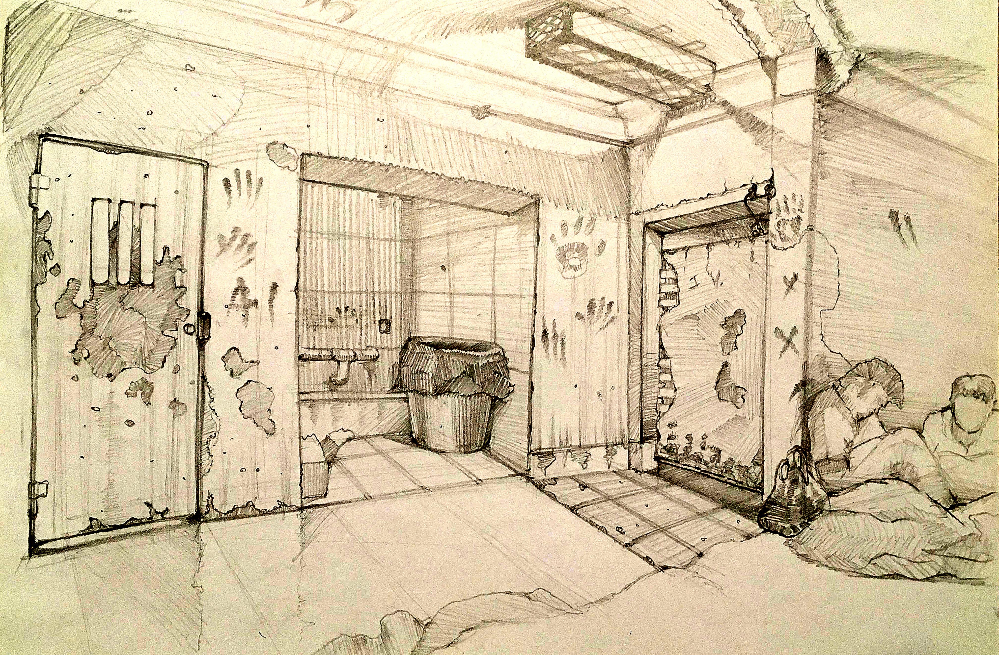 Sketch from inside a Saudi jail