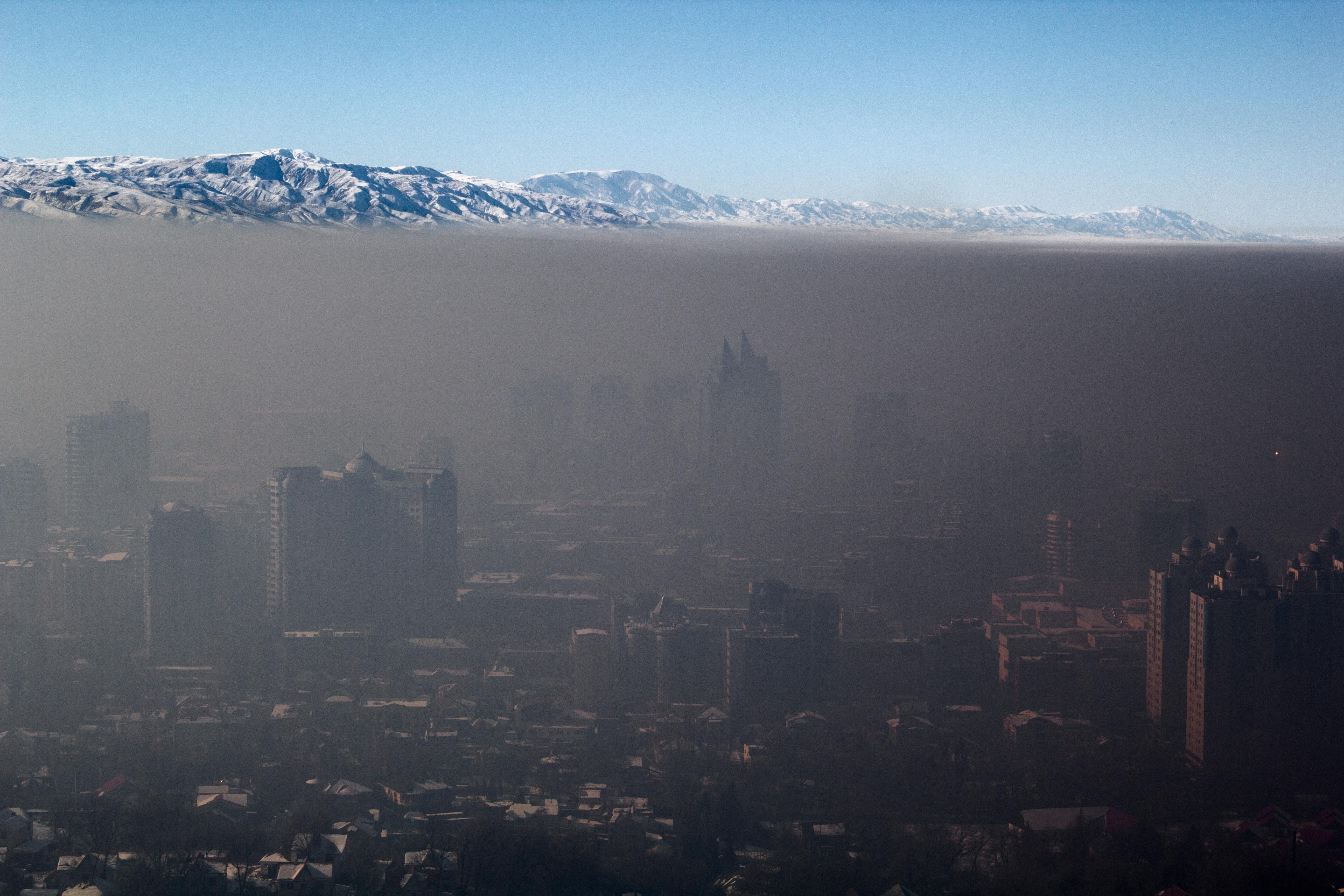 Smog over Almaty, Kazakhstan