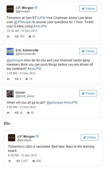 web page - J.P. Morgan y Tomorrow at 1pm Et Sjpm Vice Chairman Jimmy Lee takes over to answer your questions for 1 hour. Tweet your early using h 7 103 42 Eric Somerville EricSomerville y How far do you and your financial sector gang members think you can