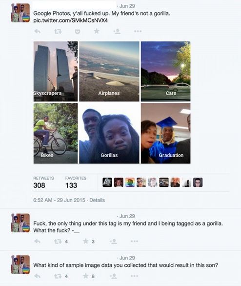 gorilla vs black people - Jun 29 Google Photos, y'all fucked up. My friend's not a gorilla pic.twitter.comSMKMCsNVX4 Skyscrapers Airplanes Cars Gorillas Graduation 308 Favorites 133 . Details Jun 29 Fuck, the only thing under this tag is my friend and I b