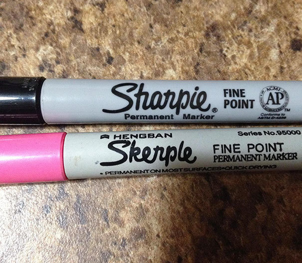 This person got a fake Sharpie.
A Skerple?! Really?! Of all things that can be fake.