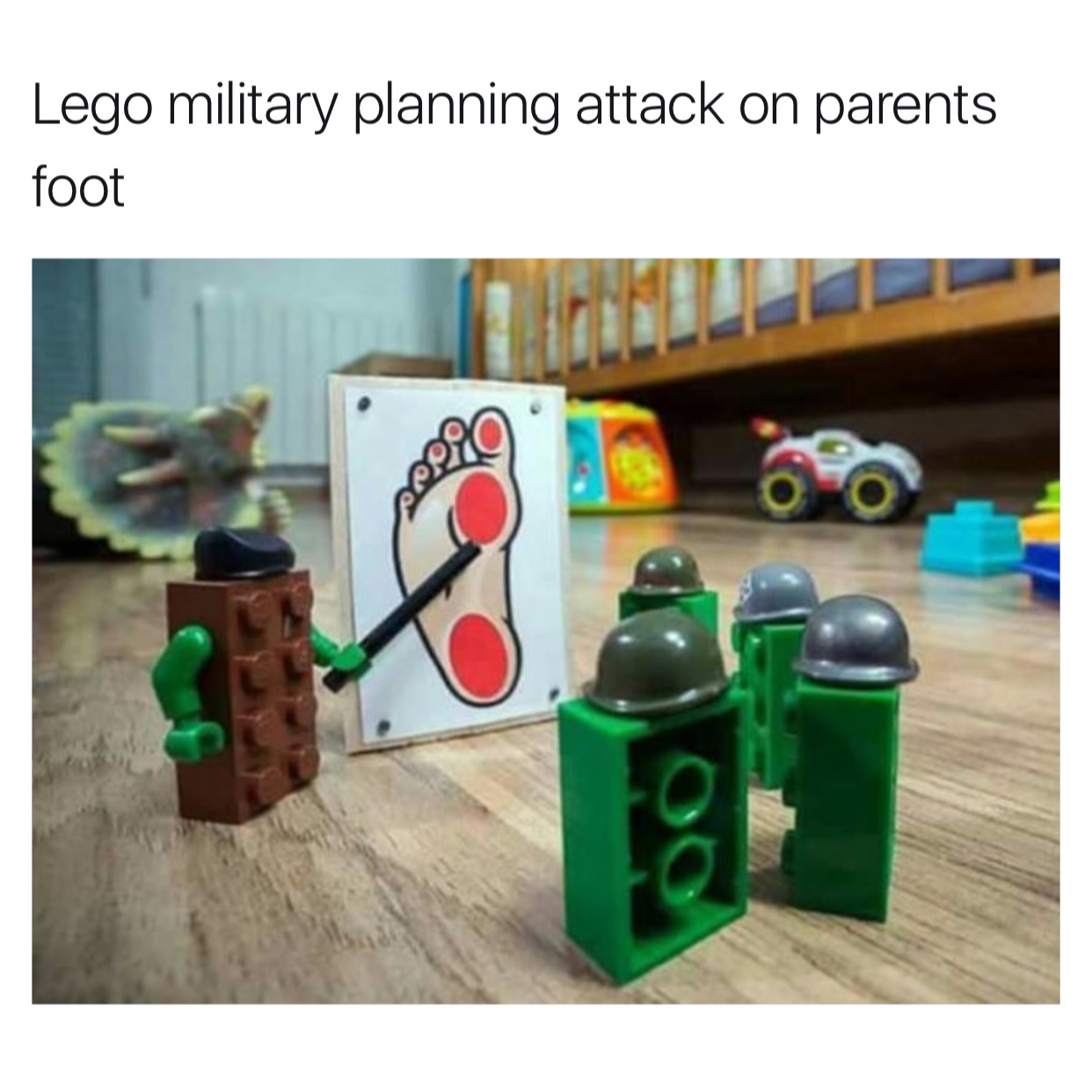memes - foot lego - Lego military planning attack on parents foot Rio