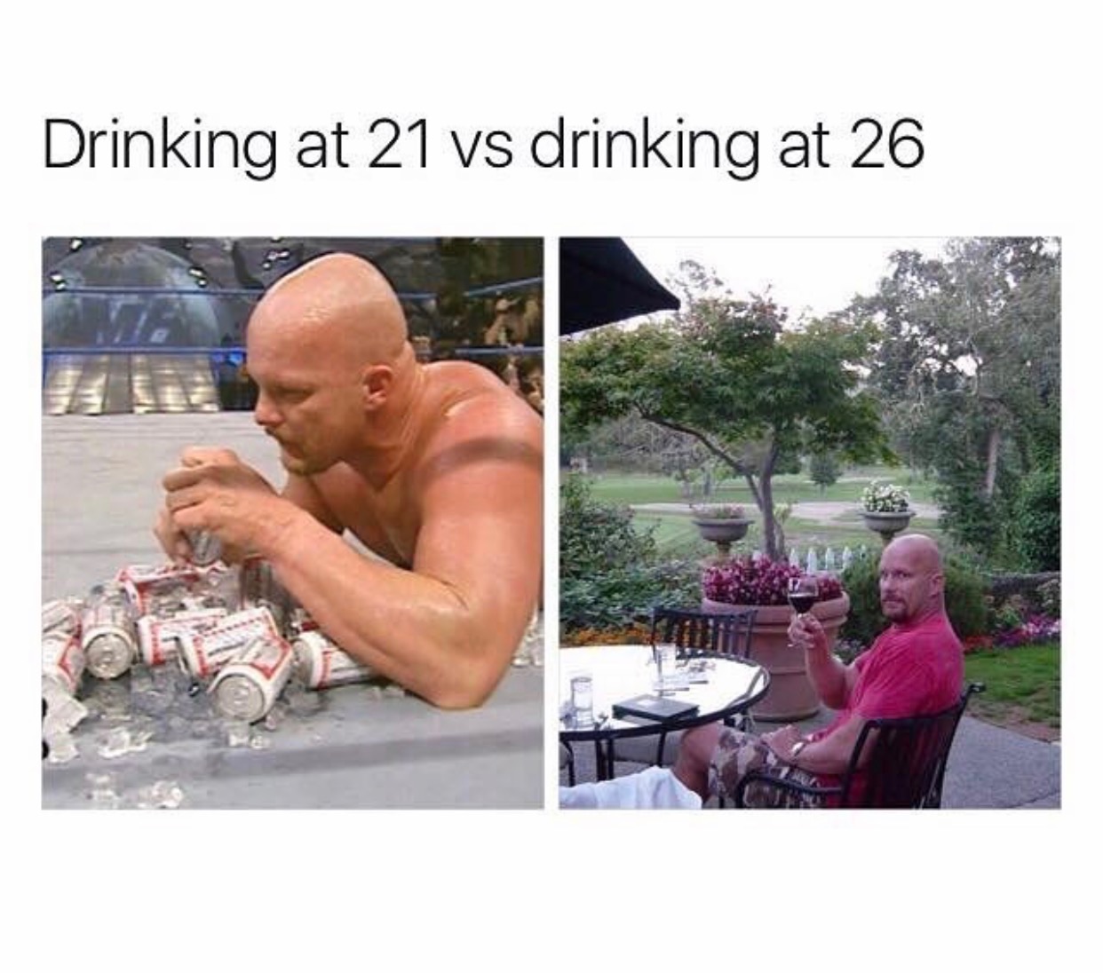 memes - lightweight drinker meme - Drinking at 21 vs drinking at 26