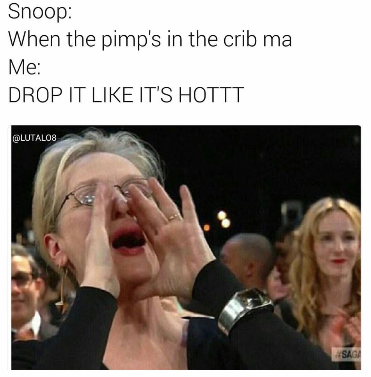 memes - meryl streep song meme - Snoop When the pimp's in the crib ma Me Drop It It'S Hottt Saga