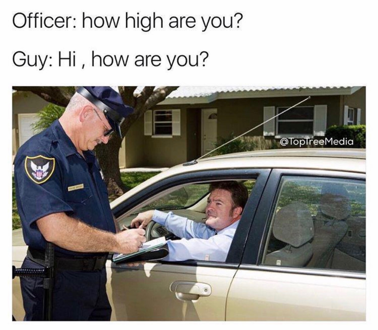memes - pulled over by police memes - Officer how high are you? Guy Hi, how are you?