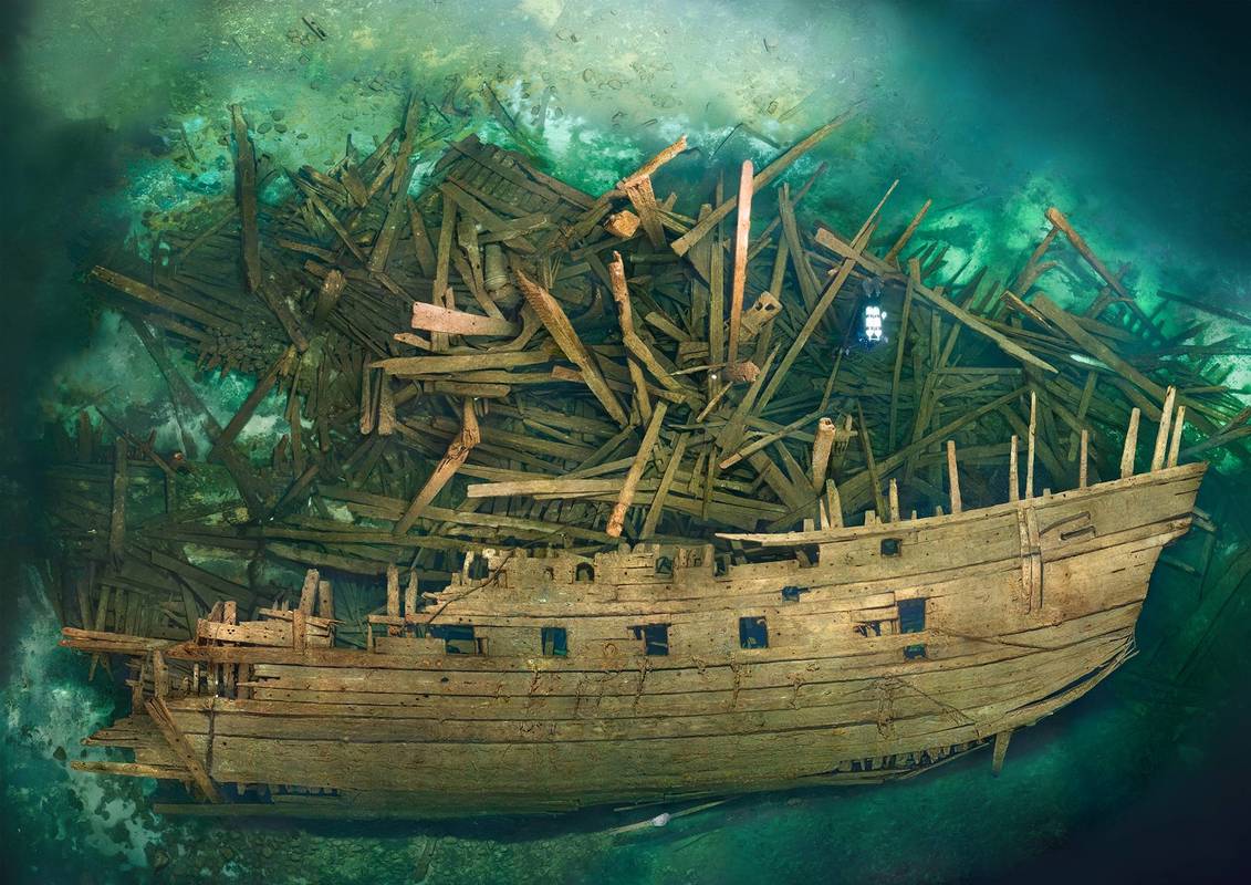 500 year old Wreckage of the Swedish Warship Mars.

The Mars sank on May 31, 1564, off the coast of a Swedish island called Öland. She came to rest on the seafloor tilted to her starboard, or right, side. Low levels of sediment, slow currents, brackish water, and the absence of a mollusk called a shipworm—responsible for breaking down wooden wrecks in other oceans in as little as five years—combined to keep the warship in remarkable condition.