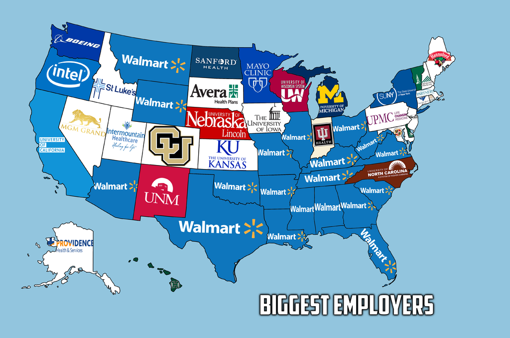 The Biggest Non-Government Employer in Each State