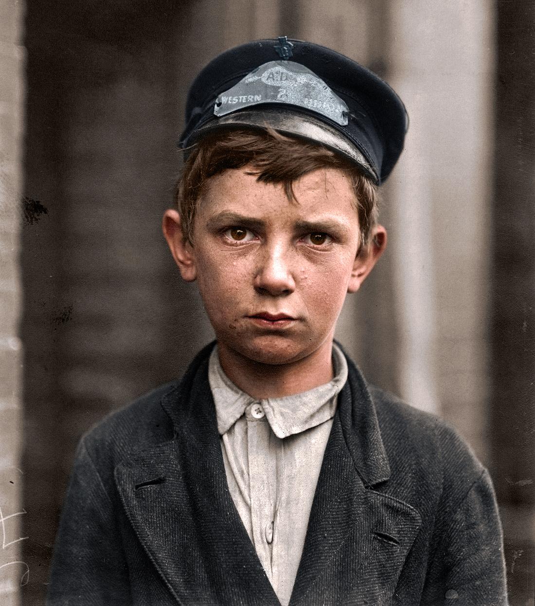 Richard Pierce – 14 years of age, works as a Western Union Telegraph Messenger. with nine months of service. He works from 7 a.m. to 6 p.m. Smokes. Visits houses of prostitution. Wilmington, Delaware, ca. May 1910