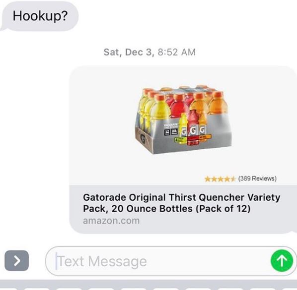 Hookup? Sat, Dec 3, Bbc.Cc 389 Reviews Gatorade Original Thirst Quencher Variety Pack, 20 Ounce Bottles Pack of 12 amazon.com > Text Message