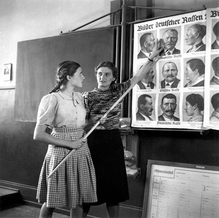 German youths studying the differences between Aryans and Jews 1943