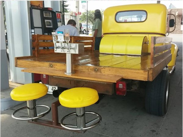 pickup with beer taps