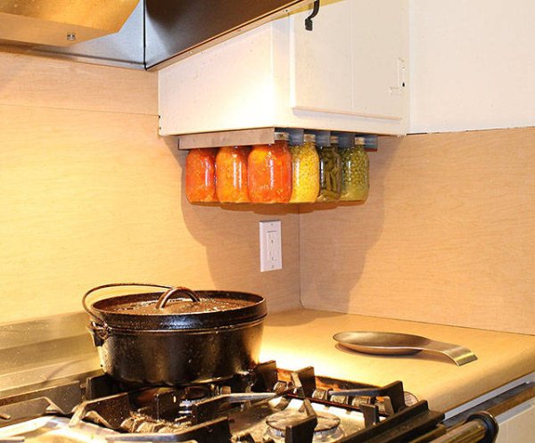 mason jar under cabinet shelf