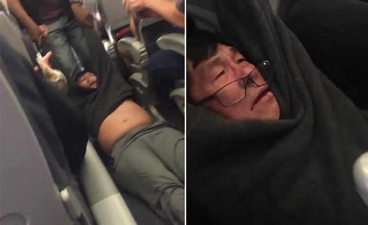 Doctor violently dragged from overbooked United flight and dragged off the plane. 

Passengers were told at the gate that the flight was overbooked and United, offering $400 and a hotel stay, was looking for one volunteer to take another flight to Louisville at 3 p.m. Monday. Passengers were allowed to board the flight, Bridges said, and once the flight was filled those on the plane were told that four people needed to give up their seats to stand-by United employees that needed to be in Louisville on Monday for a flight. Passengers were told that the flight would not take off until the United crew had seats, Bridges said, and the offer was increased to $800, but no one volunteered. Then, she said, a manager came aboard the plane and said a computer would select four people to be taken off the flight. One couple was selected first and left the airplane, she said, before the man in the video was confronted.